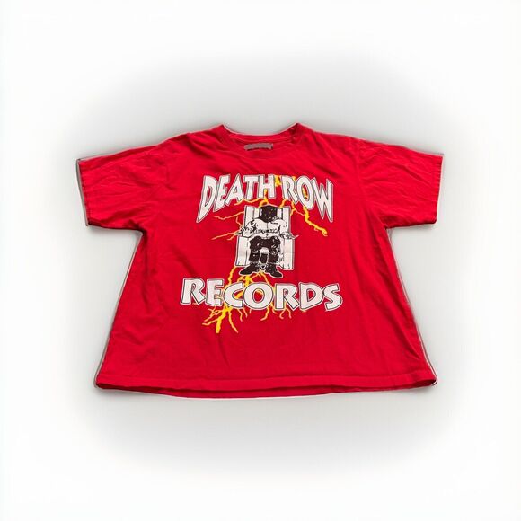 Headgear Classics Mens Red Death Row Records Nostalgic Short Sleeve T-Shirt M - Picture 1 of 8